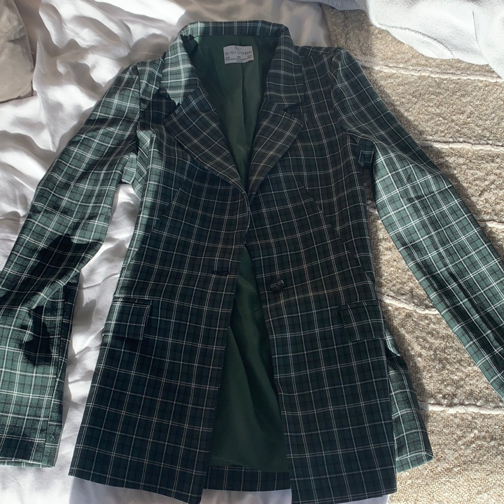 Oversized Emerald Check Blazer